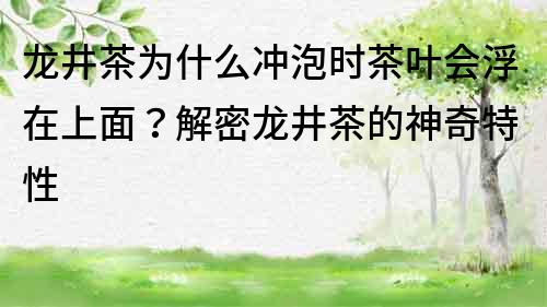 龍井茶為什么沖泡時(shí)茶葉會(huì)浮在上面？解密龍井茶的神奇特性