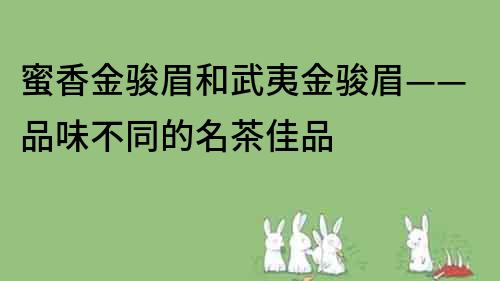蜜香金駿眉和武夷金駿眉——品味不同的名茶佳品