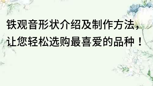 鐵觀音形狀介紹及制作方法，讓您輕松選購(gòu)最喜愛(ài)的品種！