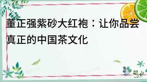 董正強紫砂大紅袍：讓你品嘗真正的中國茶文化