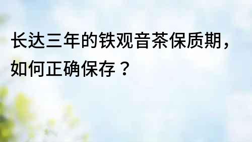 長達三年的鐵觀音茶保質期，如何正確保存？