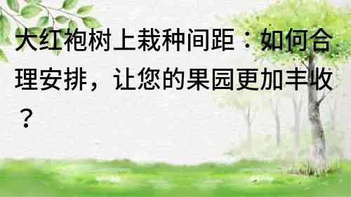 大紅袍樹上栽種間距：如何合理安排，讓您的果園更加豐收？