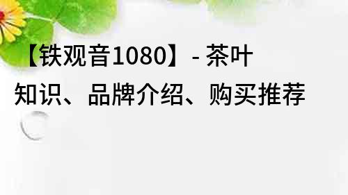 【鐵觀音1080】- 茶葉知識(shí)、品牌介紹、購(gòu)買推薦