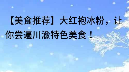 【美食推薦】大紅袍冰粉，讓你嘗遍川渝特色美食！