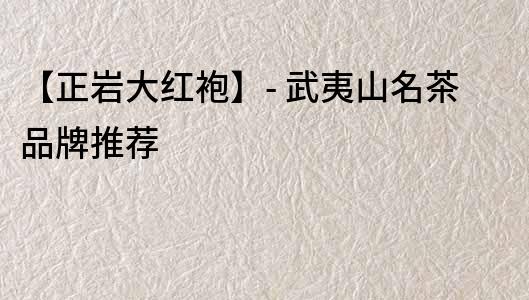 【正巖大紅袍】- 武夷山名茶品牌推薦
