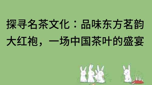 探尋名茶文化：品味東方茗韻大紅袍，一場中國茶葉的盛宴
