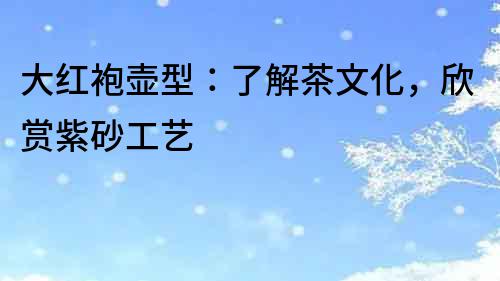大紅袍壺型：了解茶文化，欣賞紫砂工藝