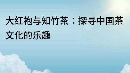 大紅袍與知竹茶：探尋中國茶文化的樂趣