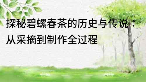 探秘碧螺春茶的歷史與傳說：從采摘到制作全過程
