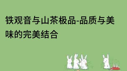 鐵觀音與山茶極品-品質與美味的完美結合