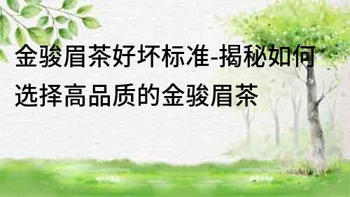 金駿眉茶好壞標(biāo)準(zhǔn)-揭秘如何選擇高品質(zhì)的金駿眉茶