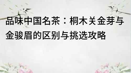 品味中國名茶：桐木關金芽與金駿眉的區別與挑選攻略