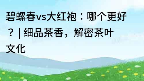 碧螺春vs大紅袍：哪個更好？ | 細品茶香，解密茶葉文化