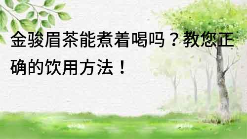金駿眉茶能煮著喝嗎？教您正確的飲用方法！