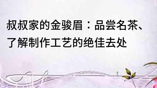 叔叔家的金駿眉：品嘗名茶、了解制作工藝的絕佳去處