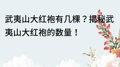 武夷山大紅袍有幾棵？揭秘武夷山大紅袍的數量！
