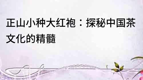 正山小種大紅袍：探秘中國茶文化的精髓