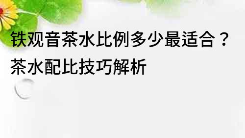 鐵觀音茶水比例多少最適合？茶水配比技巧解析