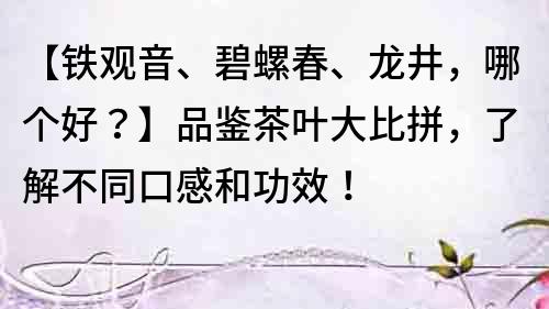 【鐵觀音、碧螺春、龍井，哪個(gè)好？】品鑒茶葉大比拼，了解不同口感和功效！