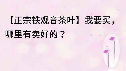 【正宗鐵觀音茶葉】我要買，哪里有賣好的？