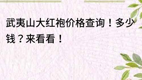 武夷山大紅袍價格查詢！多少錢？來看看！