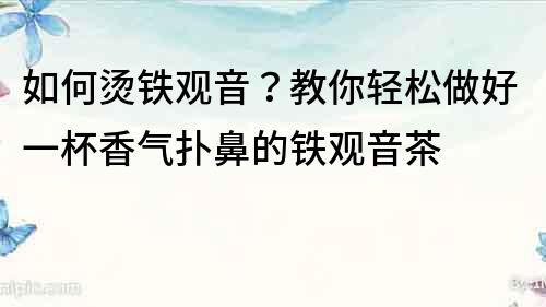 如何燙鐵觀音？教你輕松做好一杯香氣撲鼻的鐵觀音茶