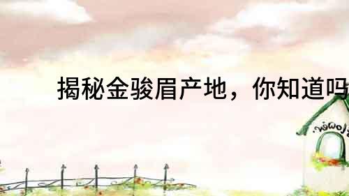 揭秘金駿眉產地，你知道嗎？