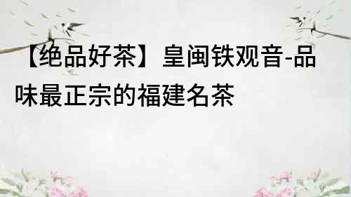 【絕品好茶】皇閩鐵觀音-品味最正宗的福建名茶