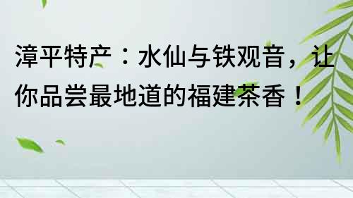 漳平特產：水仙與鐵觀音，讓你品嘗最地道的福建茶香！