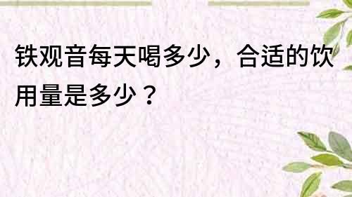 鐵觀音每天喝多少，合適的飲用量是多少？