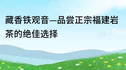 藏香鐵觀音—品嘗正宗福建巖茶的絕佳選擇
