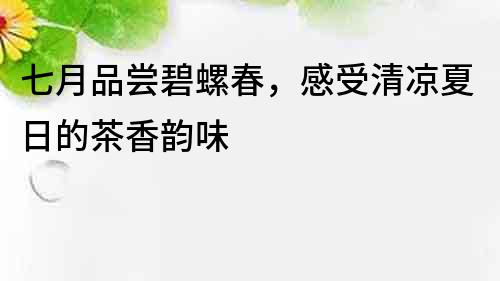 七月品嘗碧螺春，感受清涼夏日的茶香韻味