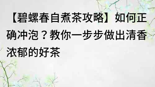 【碧螺春自煮茶攻略】如何正確沖泡？教你一步步做出清香濃郁的好茶