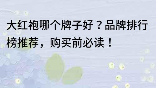 大紅袍哪個牌子好？品牌排行榜推薦，購買前必讀！