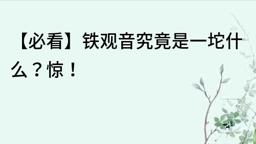 【必看】鐵觀音究竟是一坨什么？驚！