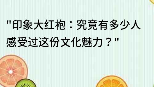 印象大紅袍：究竟有多少人感受過這份文化魅力？