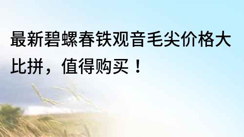 最新碧螺春鐵觀音毛尖價格大比拼，值得購買！