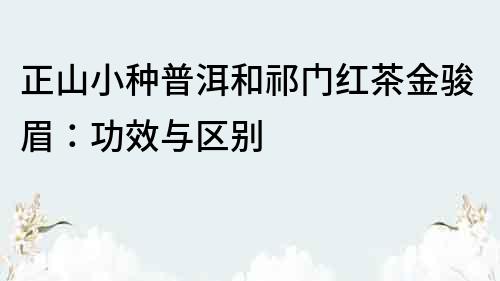 正山小種普洱和祁門紅茶金駿眉：功效與區別