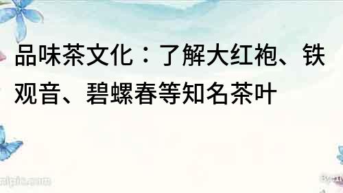 品味茶文化：了解大紅袍、鐵觀音、碧螺春等知名茶葉