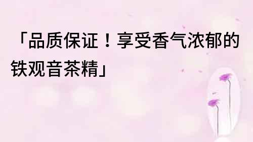 「品質保證！享受香氣濃郁的鐵觀音茶精」