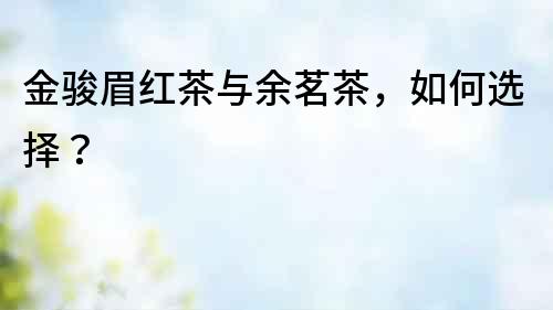 金駿眉紅茶與余茗茶，如何選擇？