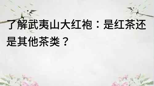 了解武夷山大紅袍：是紅茶還是其他茶類？