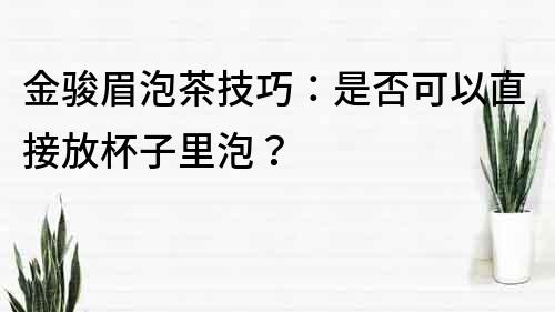 金駿眉泡茶技巧：是否可以直接放杯子里泡？