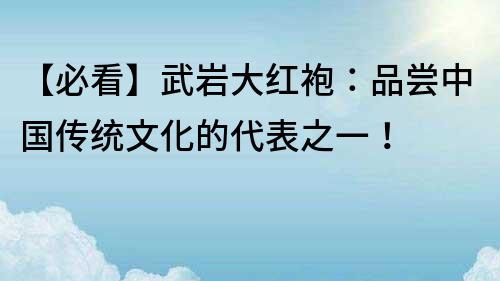 【必看】武巖大紅袍：品嘗中國傳統文化的代表之一！