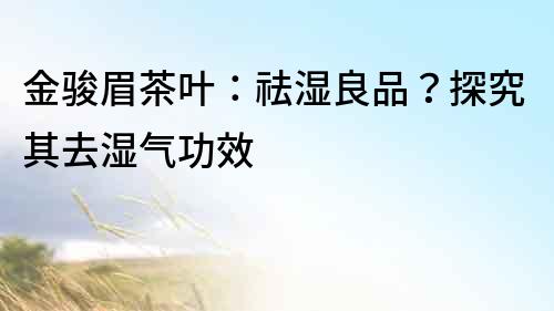 金駿眉茶葉：祛濕良品？探究其去濕氣功效