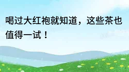 喝過大紅袍就知道，這些茶也值得一試！