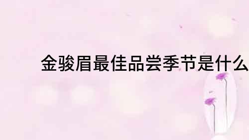 金駿眉最佳品嘗季節是什么？