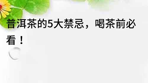 普洱茶的5大禁忌，喝茶前必看！