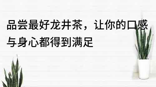 品嘗最好龍井茶，讓你的口感與身心都得到滿足