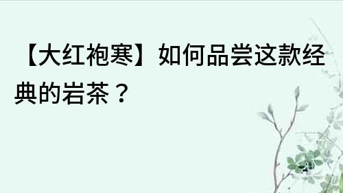 【大紅袍寒】如何品嘗這款經典的巖茶？